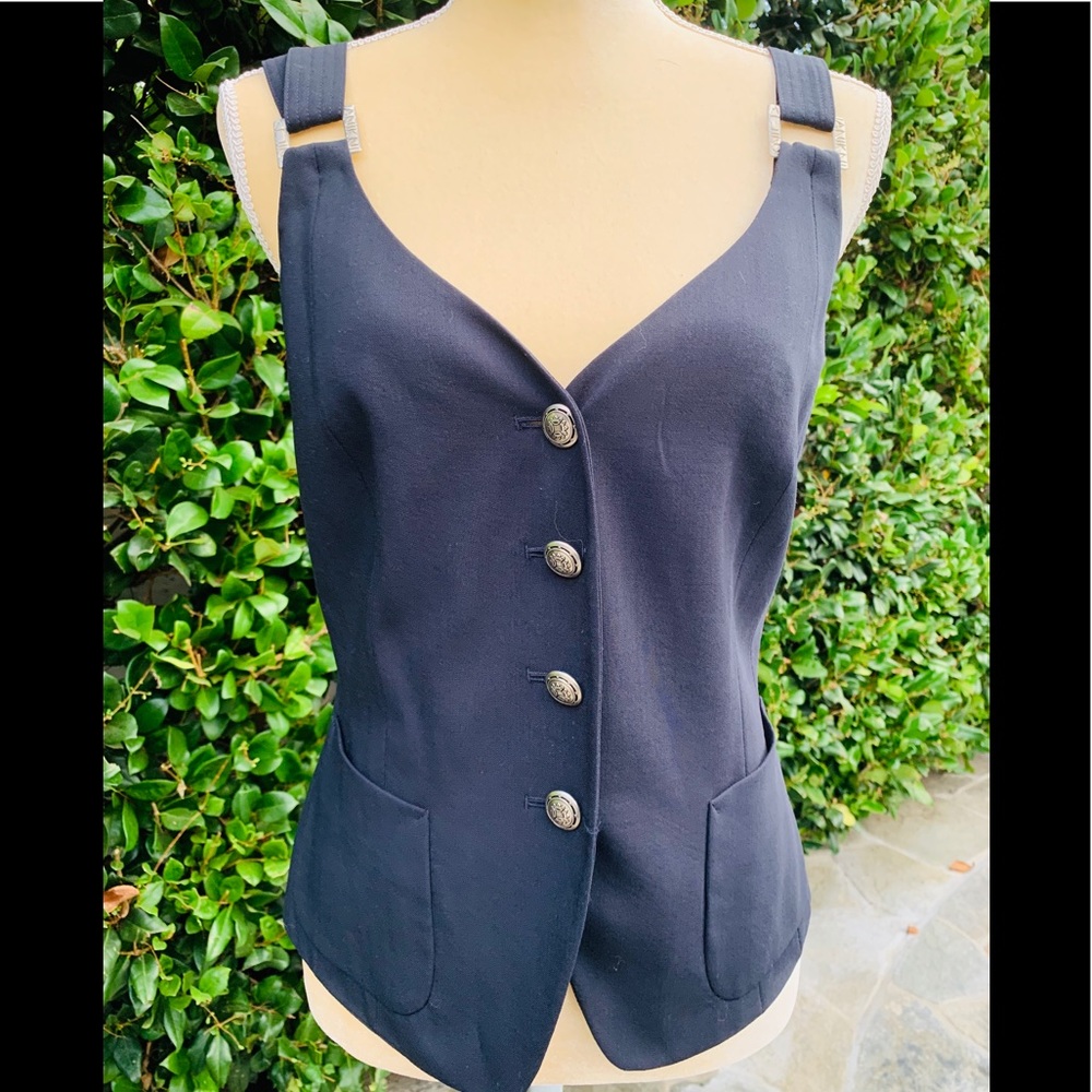 Beautiful Navy Blue Vest with silver hardware. S/8